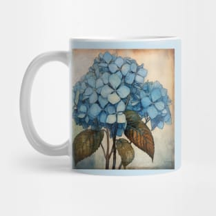 Simple Blue Folk Art Hydrangea Flower Mug